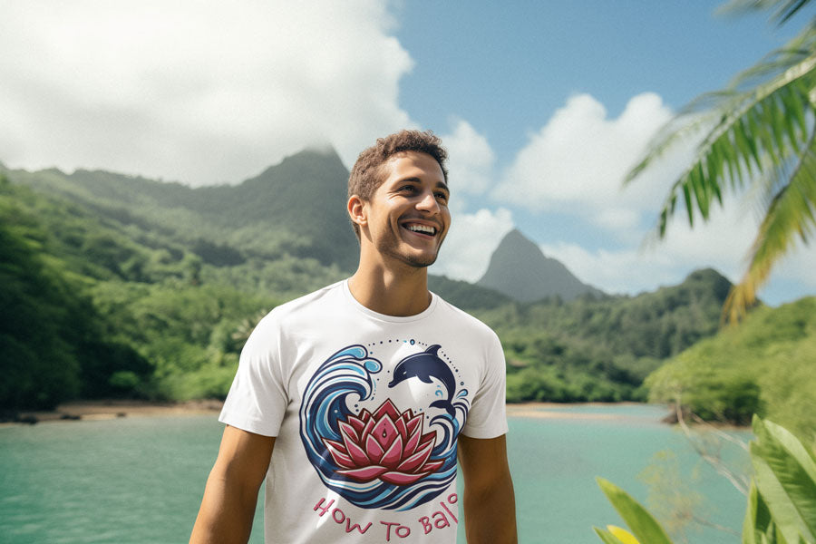 Bali Lotus Dolphin Wave - Eco Heavyweight T Shirt