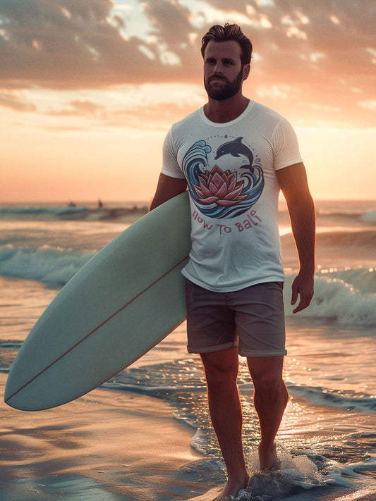 Bali Lotus Dolphin Wave - Eco Heavyweight T Shirt