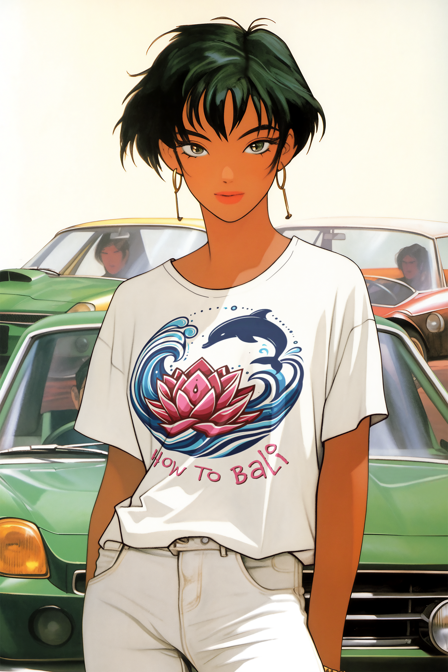 Bali Lotus Dolphin Wave - Women’s Slouchy Tee