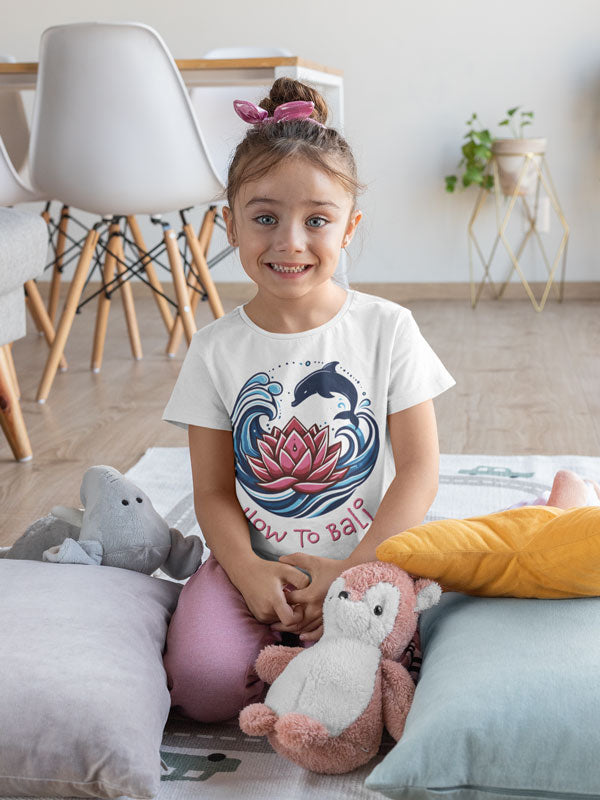 Bali Lotus Dolphin Wave - Organic Kids T Shirt